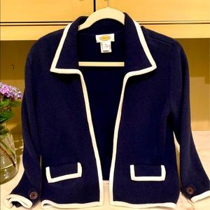 Talbots Knit Navy and White Blazer SZ S